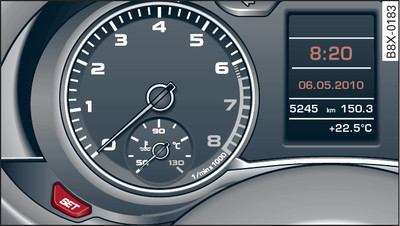 Instrument cluster: Time and date (vehicles with driver information system)